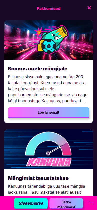 Kanuuna Casinon pelinäkymä ja yleinen pelikokemus